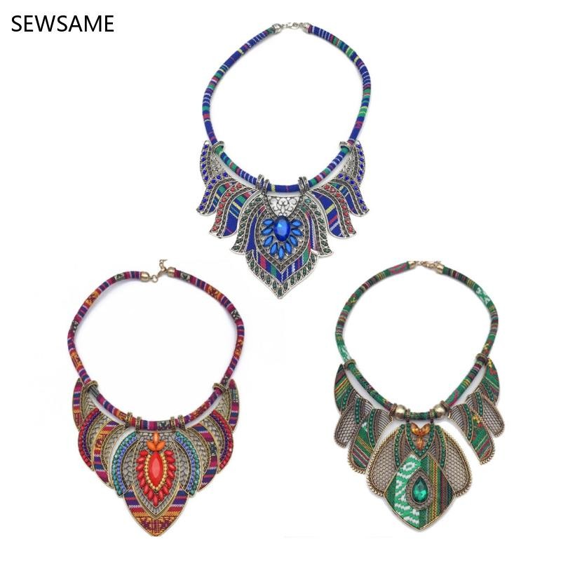 SEWSAME สร้อยคอสไตล์ชาติพันธุ์ Chunky Bib Statement Torque Choker เครื่องประดับแฟชั่นสตรี