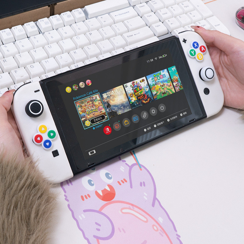 1เซ็ตซิลิโคนนุ่มD-padปุ่มCross ABXYสติกเกอร์ผิวเปลี่ยนสําหรับNintendo Switch/OledคอนโซลThumb Stick Grip Cap Cover