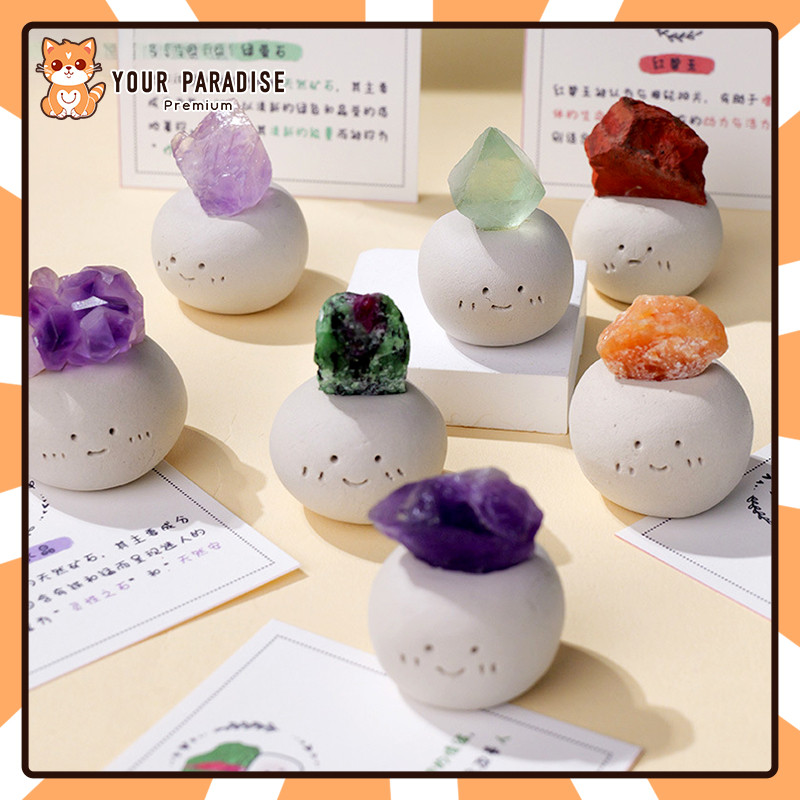ของเล่นรูปตุ๊กตาคริสตัลธรรมชาติ ของตกแต่งบ้าน โมเดลตุ๊กตาน่ารัก ตุ๊กตาคริสตัลนำโชค ของขวัญวันเกิดสำหรับผู้หญิง