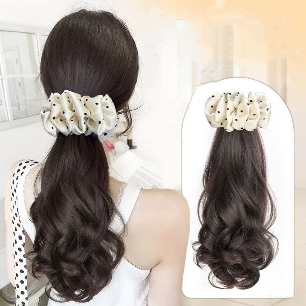 อาร์ แฮร์พีชหางม้า,สไตล์บัลเล่ต์ชั้นสีขาวลายจุดกุทัณฑ์ผมหางม้า,ต่อผมหรูหรายาวสังเคราะห์หยิกหยักวิกผมพรรค - รูปที่ 3