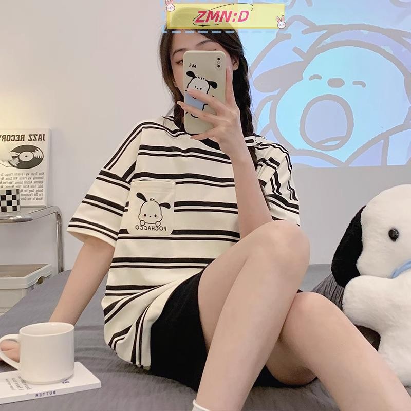 ใหม่wellknowngreat ชุดนอนสุภาพสตรีฤดูร้อนสไตล์ใหม่คอกลมแขนสั้นกางเกงขาสั้นสไตล์บางสาวหวานเรียบง่ายสบ