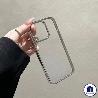 การชุบที่หรูหราเคสใสเรียบง่ายเข้ากันได้สำหรับ IPhone 16 17 11 15 13 14 12 Pro Max XR 7 8 Plus X XS SE 2020 15 14Plus