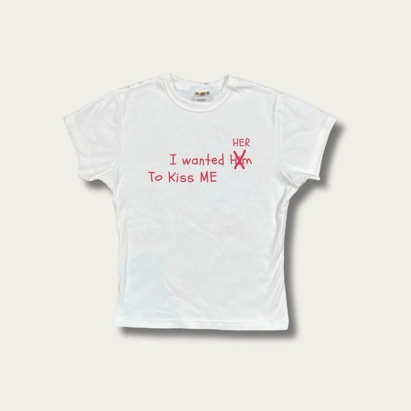 COD (ส่งจากกรุงเทพ)BOOM Shop [พร้อมส่ง] เสื้อทรง BABY TEE I WANTED HER cotton 100 S-XL