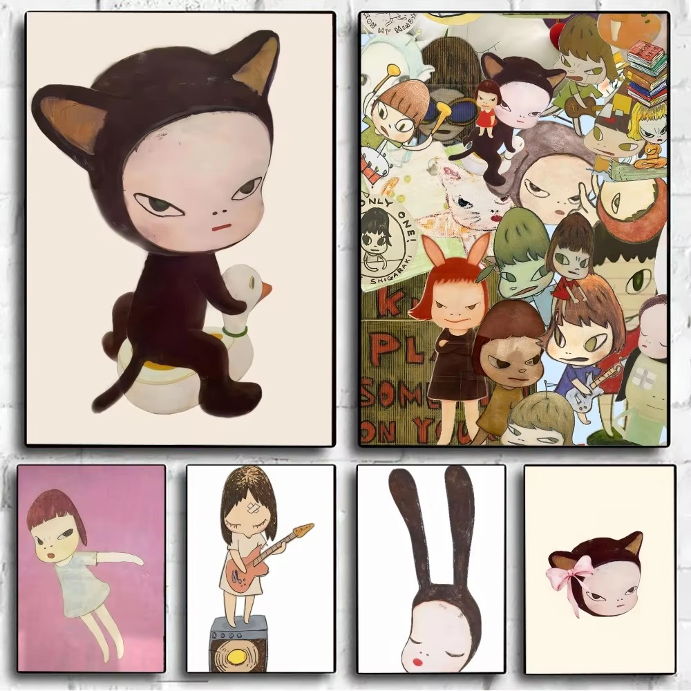 Y-yoshitomo Nara โปสเตอร์ไม่มีกรอบโปสเตอร์ Kraft Club Bar กระดาษ Vintage โปสเตอร์ Wall Art ภาพวาดห้องนอน Study สติกเกอร์