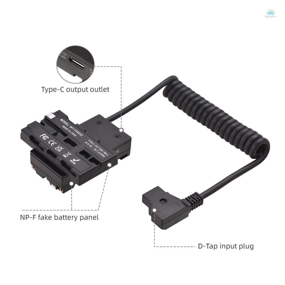 Yb2 Power Adapter Dual-Sided F550 NP-F Dummy แบตเตอรี่ Cross-Shaped to D-Tap สายไฟ 5-12V Type-C สําหรับ Field Monitor ไฟ LED ไร้สาย V