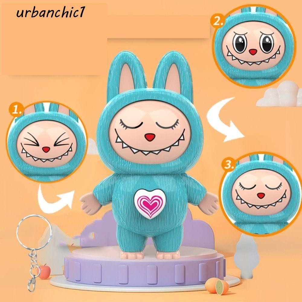 Urbanchic Labubu ตุ๊กตาเปลี่ยนหน้า, เปลี่ยนหน้า Interactive เปลี่ยนหน้าของเล่น, ของเล่นรูป DIY หัตถกรรม 3 ใบหน้าน่ารัก Smile Face แต่งหน้าของเล่นเด็กเด็กผู้หญิง