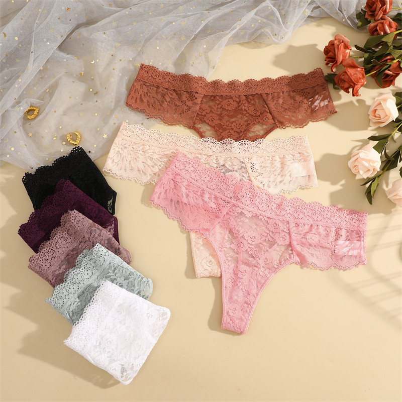 ลูกไม้ทองผู้หญิงเซ็กซี่ G-string ดอกไม้ต่ําเอว T-Back Panty สุภาพสตรีบิกินี่ชุดช