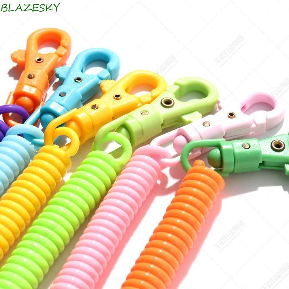 Blazesky พวงกุญแจ DIY Creative พวงกุญแจพวงกุญแจนกหวีดพวงกุญแจแท็กกระเป๋าเดินทาง ID Key แท็กป้ายพวงกุญแจ Anti-lost Lobster Clasp เชือกยืด Coil ฤดูใบไม้ผลิพวงกุญแจ