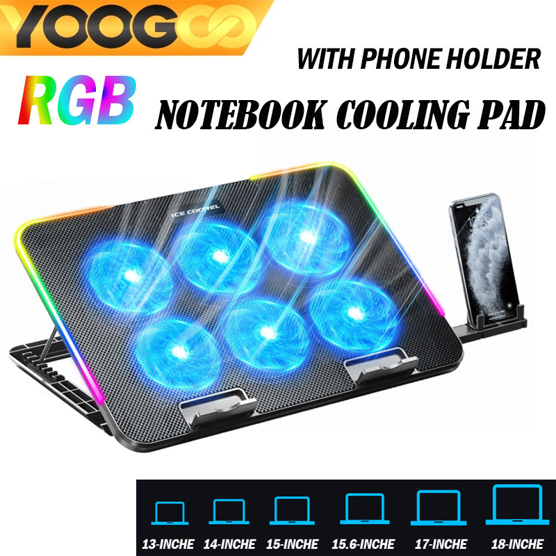 วางได้ถึงขนาด18นิ้ว พัดลมโน๊ตบุ๊ค Dual USB เสียงต่ำ เย็นเร็ว Tablet/Pad/Phone Holder รองโน๊ตบุ๊ค สามารถปรับแรงลมได้
