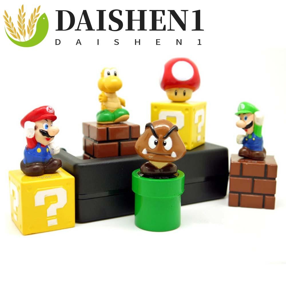 Daishen1 โมเดลฟิกเกอร์ PVC รูปการ์ตูนอนิเมะ Mushroom Super Mario Bros. สําหรับตกแต่งโต๊ะ 5 ชิ้น ต่อชุด