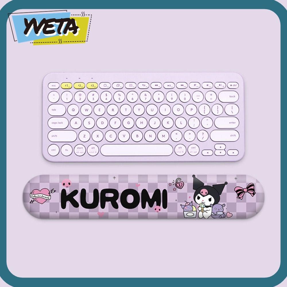 Yveta แผ่นรองข้อมือ, แผ่นรองข้อศอกแบบนุ่ม Kuromi, แผ่นรองข้อมือนุ่มสบายตามหลักสรีระศาสตร์กันลื่นแฟชั่น