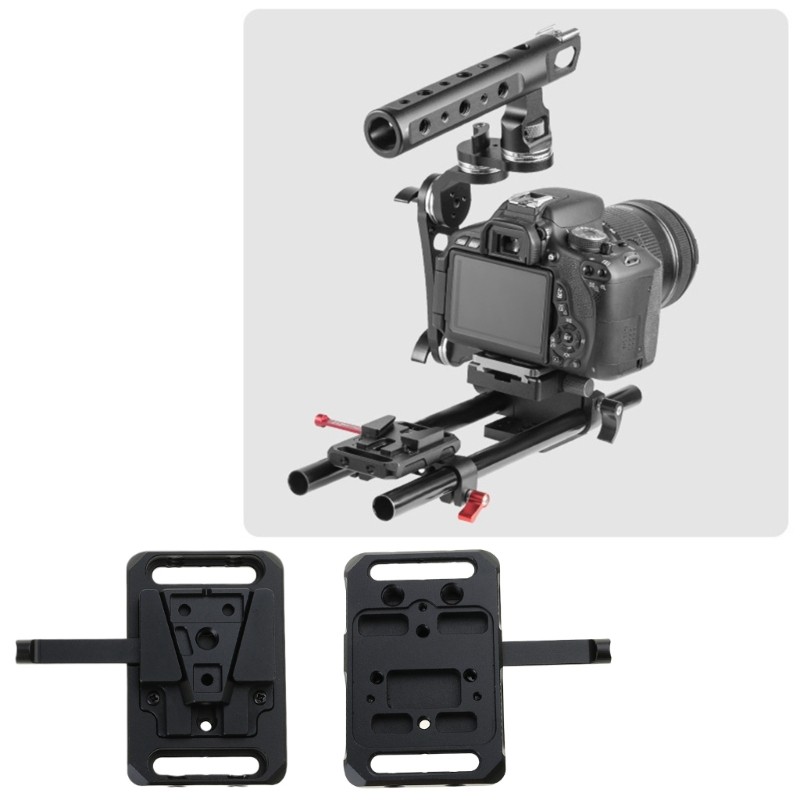 WU V Mount Plate Rod Clamps V Lock Mount Baseplate Adapter สําหรับกล้องแหล่งจ่ายไฟอุปกรณ์ถ่ายภาพ