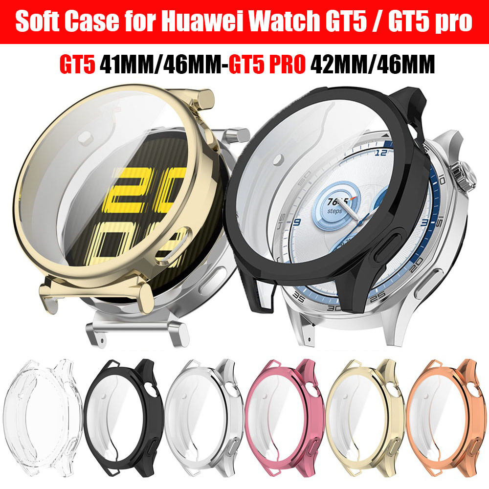 สําหรับ Huawei Watch GT 5 GT5 Pro 46 มม.42 มม.41 มม.ป้องกันหน้าจอฝาครอบ Soft TPU All-Around ป้องกันกันชนอุปกรณ์เสริม