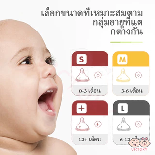 VICTOKY จุกหลอก จุกนม เนื้อสัมผัสนุ่มและให้ความรู้สึกเหมือนน้ํานมแม่ จุกดูดนม มีขนาด S/M/L/X