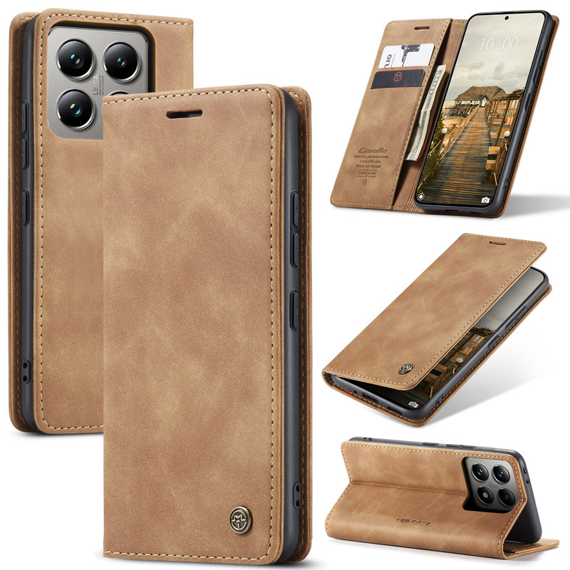 สําหรับ Xiaomi 14T, 14T Pro กรณี ELVEV หรูหรา Retro หนังกระเป๋าสตางค์ดูดพร้อมช่องใส่การ์ด
