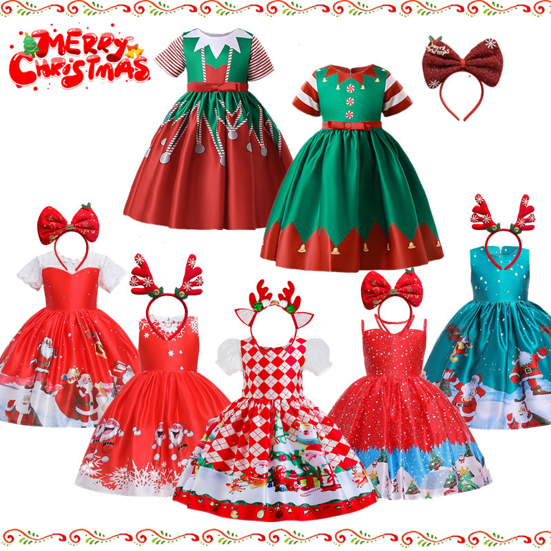 Nnjxd แฟนซีสาวคริสต์มาสชุดแขนกุดซานตามนุษย์หิมะคริสต์มาสพรรคพรหมอย่างเป็นทางการชุดเด็กเทศกาลหมด 4-10