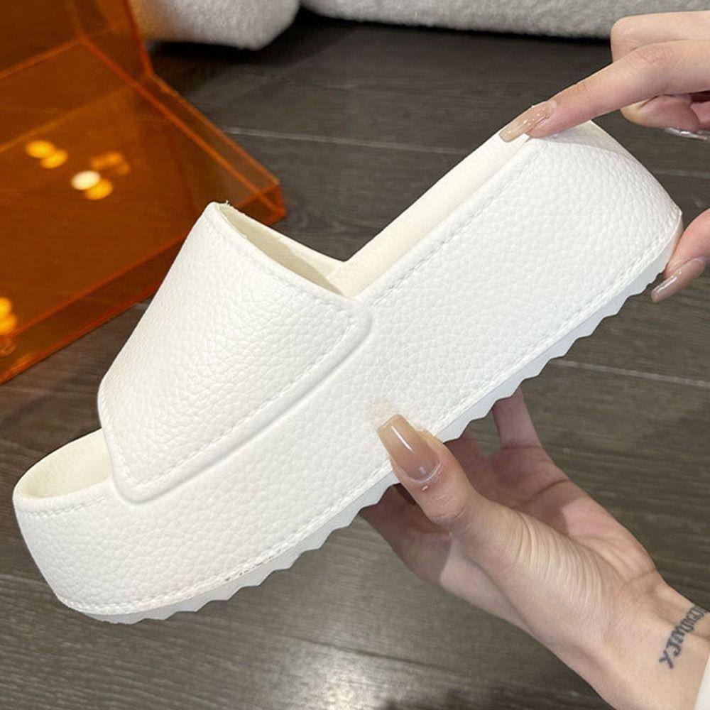Apportunia รองเท้าแตะเปิดนิ้วเท้า, EVA Round Chunky Soft Chunky Walking รองเท้าแตะ, หมอนร้อนสไลด์ Casual Open Toe House รองเท้าผู้หญิง