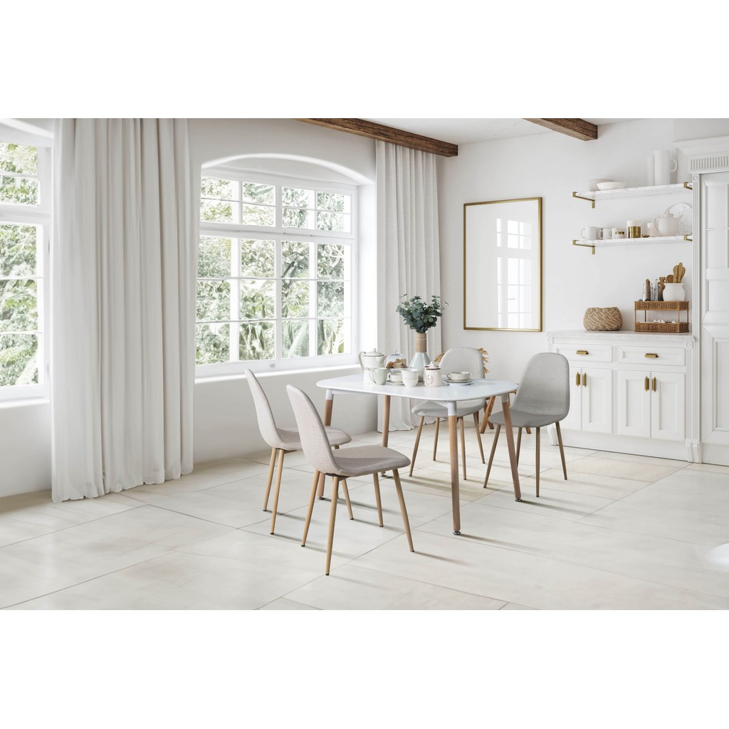 SB Design Square ชุดโต๊ะอาหาร รุ่น Lasta-A สีขาว & เก้าอี้ Lasta-B สีครีม แบรนด์ SB FURNITURE