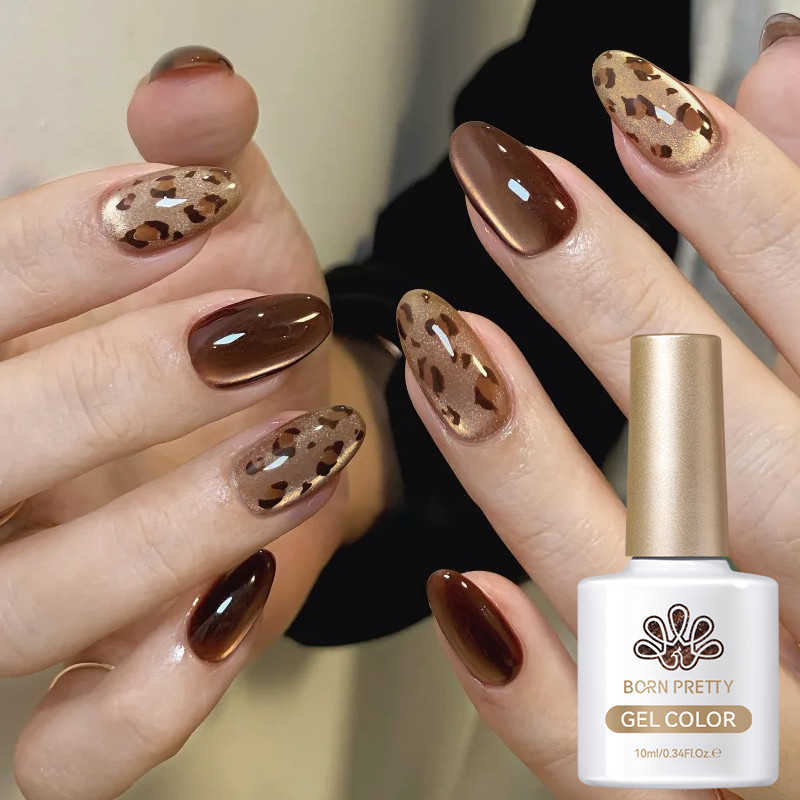 BORN PRETTY Brown Water Light Cat Eyes Magnetic Nail Gel Polish ฤดูหนาวเล็บ Jelly Glass Soak Off Varnis กึ่งถาวร