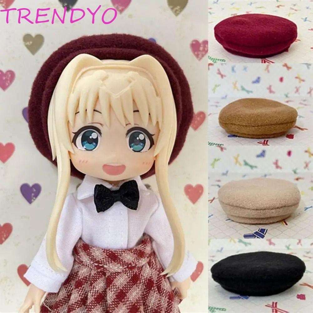 Trendyo 1/12 BJD ตุ๊กตา Beret หมวก,เปลี่ยนเสื้อผ้า Handmade BJD ตุ๊กตาหมวกทําด้วยผ้าขนสัตว์, ชุดเกมของเล่นอุปกรณ์เสริม Dress Up Miniature น่ารัก Ob11 ตุ๊กตาหมวก 1/12bjd หมวก