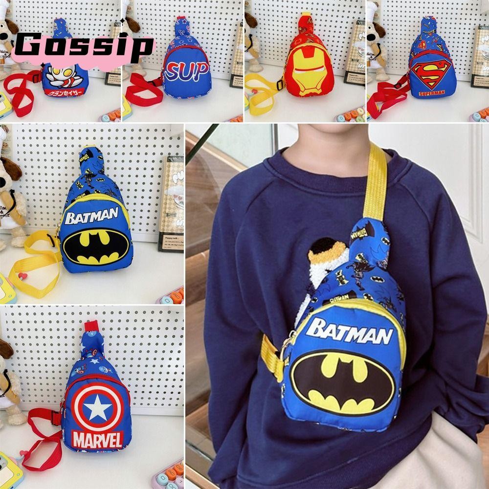 Gossip 1 ชิ้นเด็กไหล่กระเป๋าถือ, Plush Simple กระเป๋าหน้าอก,น่ารัก Spiderman Superman Travel Messenger กระเป๋าเป้สะพายหลัง Kawaii การ์ตูน Crossbody กระเป๋าสําหรับชายเด็กเด็ก