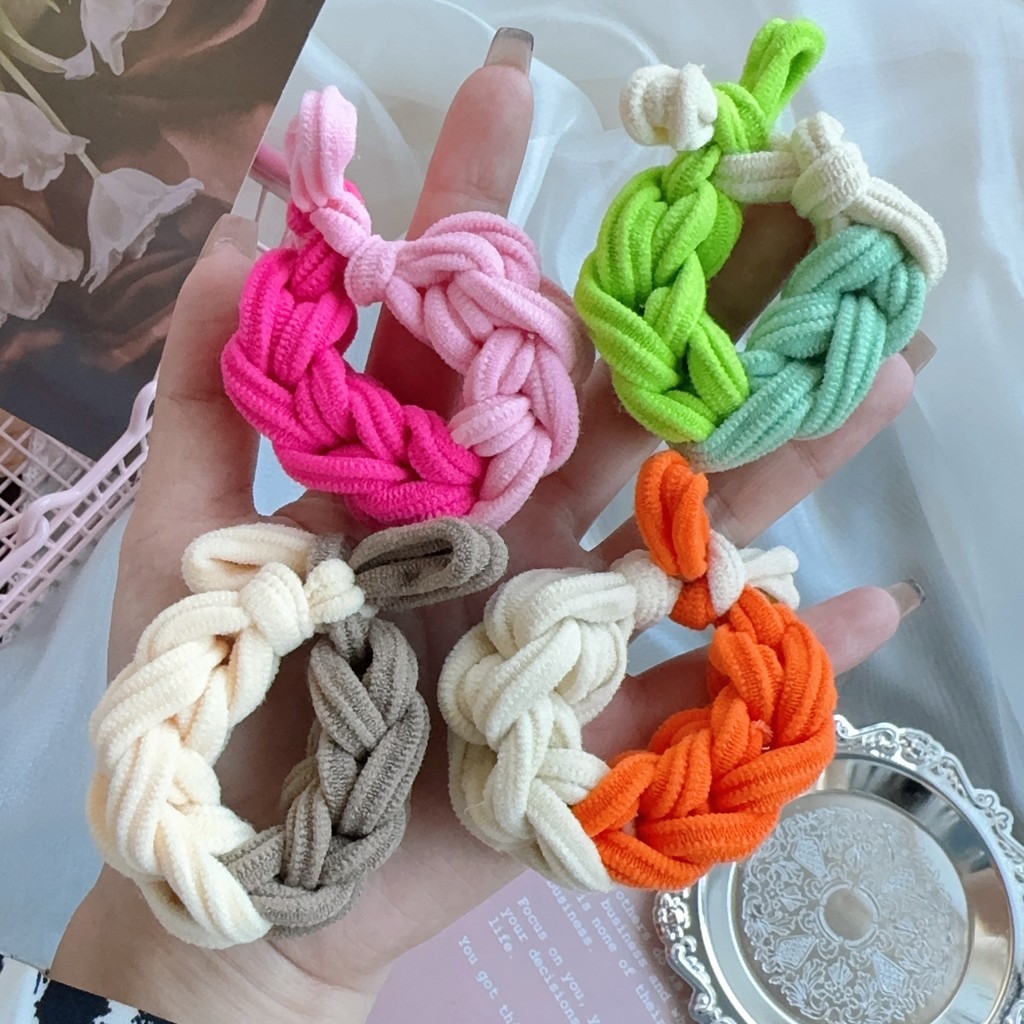ออกแบบใหม่ Bow Hair Ties Band สีสันทอมือเชือกผมสําหรับผู้หญิง HIgh ยืดหยุ่น Scrunchies Hairband หางม้าอุปกรณ์เสริมผม