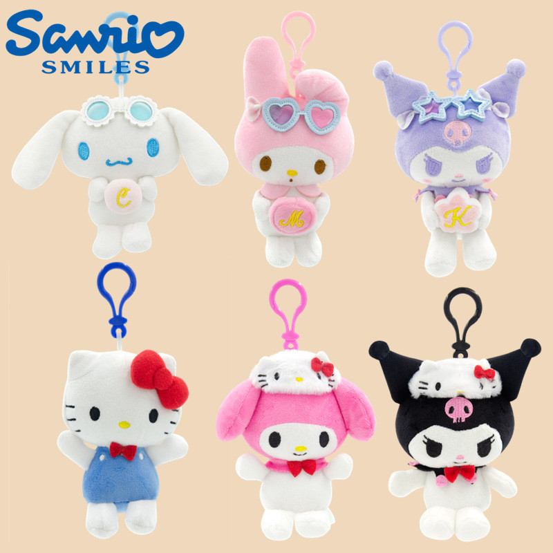 ของแท้ Sanrio ตุ๊กตา Kuromi จี้ตุ๊กตาแมวคิตตี้ตุ๊กตาของเล่นตุ๊กตาพวงกุญแจเมโลดี้จี้กระเป๋า