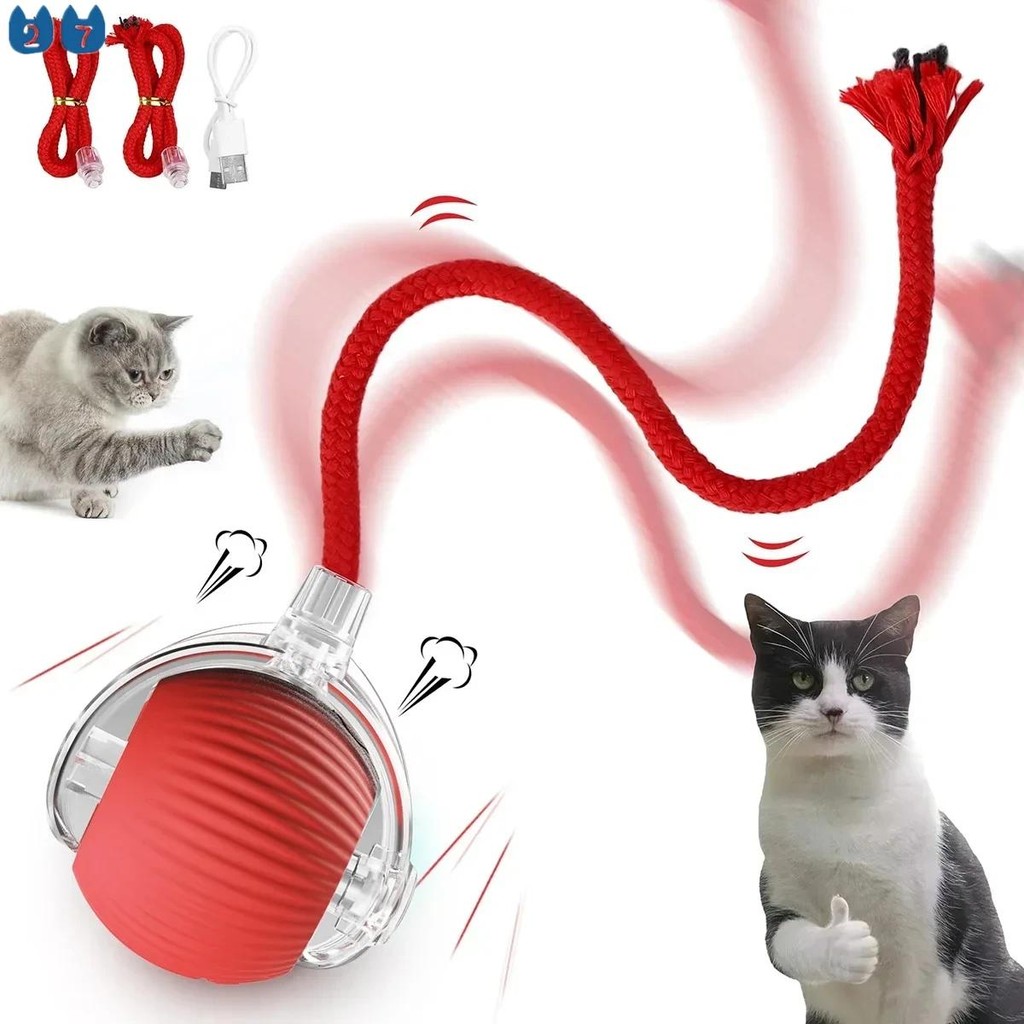 Usb ชาร์จ Interactive ของเล่นแมว Ball Auto ไฟฟ้า Rolling Ball ของเล่นสําหรับแมว/Kitty สัตว์เลี้ยงสมาร์ทอัตโนมัติ Teaser