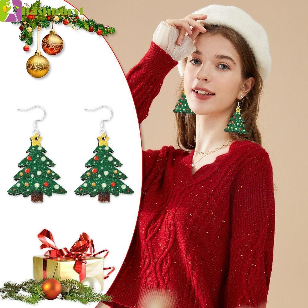 Flashburst 1 คู่ต่างหูคริสต์มาส, Handmade เย็บต้นคริสต์มาส Santa Claus ต่างหูแฟชั่น Elk deer Snowman Felt Xmas Eardrop สาวของขวัญ