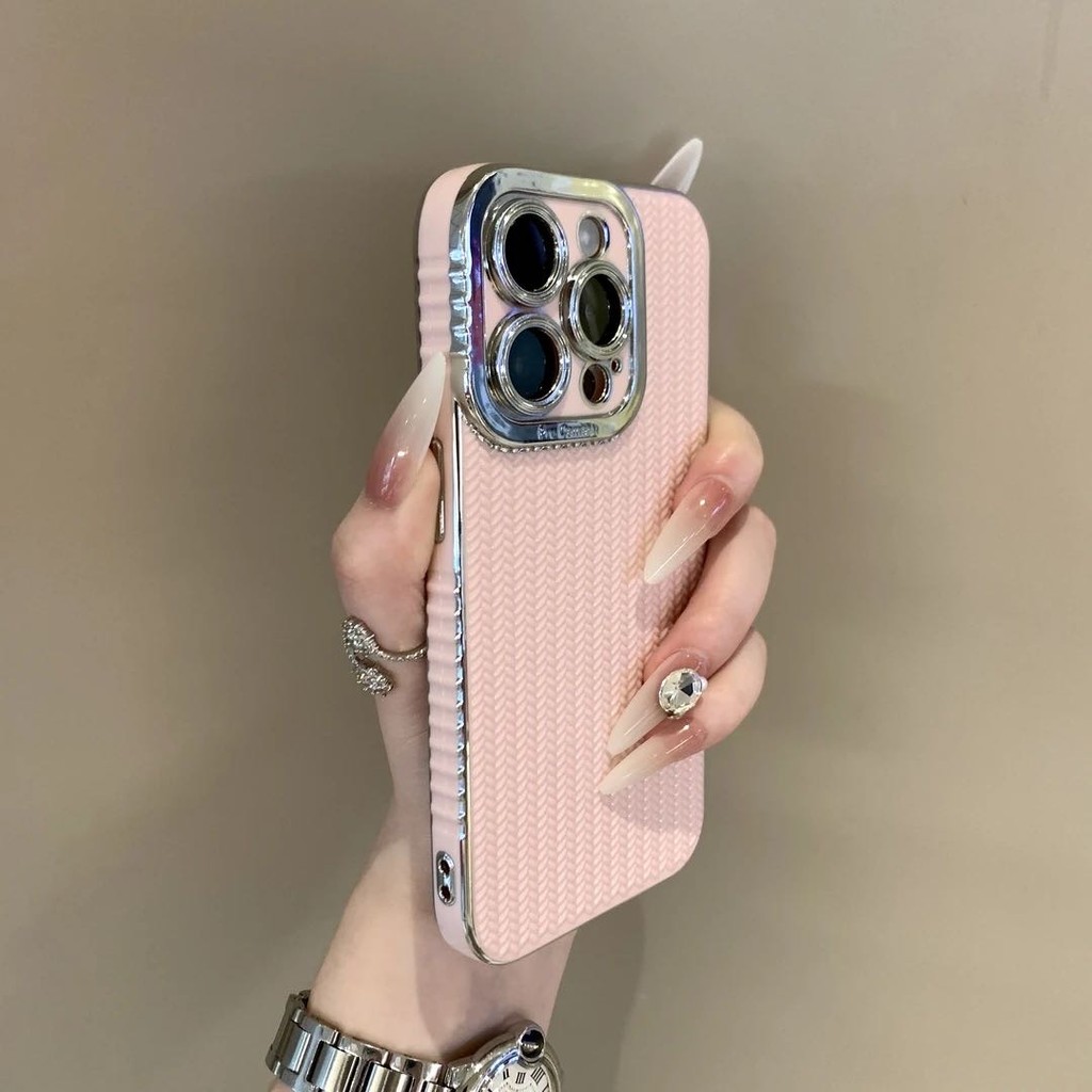 หรูหราไฟฟ้าเงินทอรูปแบบเคสโทรศัพท์สําหรับ ไอโฟน16 15 14 13 12 11 มือโปร สูงสุด กันกระแทกกล้องป้องกัน หยด-การพิสูจน์ นุ่มปกหลัง