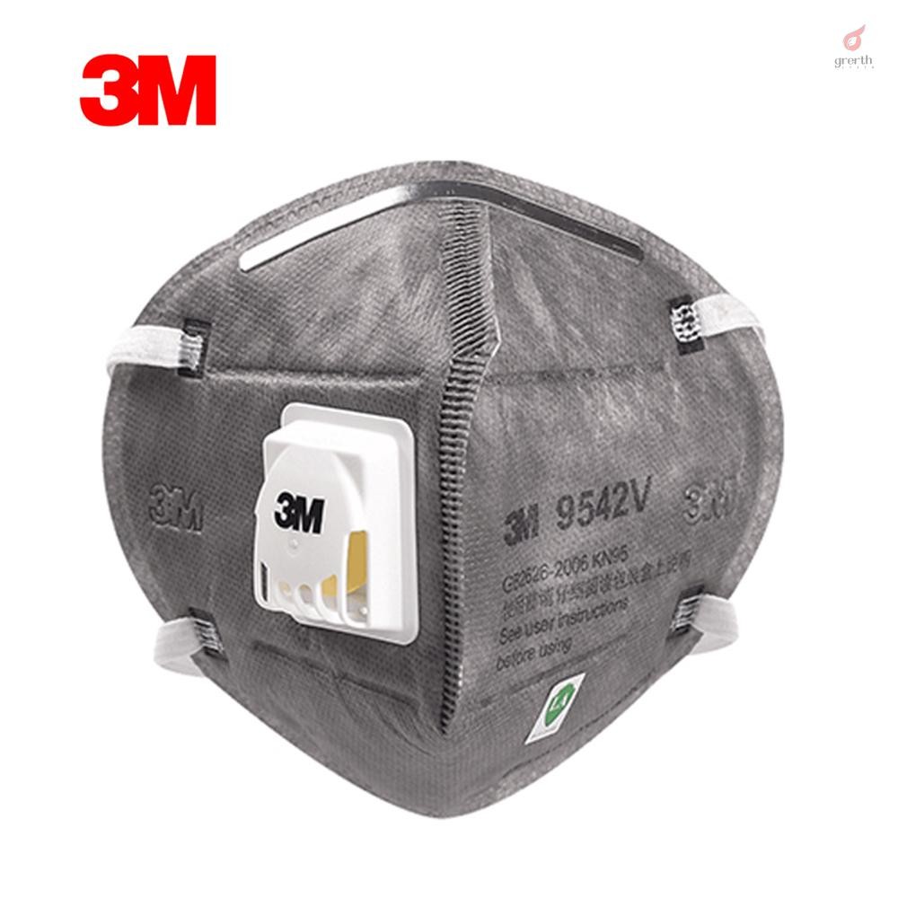 3m 9542V KN95 Particulate Respirator พร้อมวาล์ว Actived คาร์บอนป้องกันความปลอดภัยป้องกันฝุ่นหมอก Haze Head-mounted Face ปาก