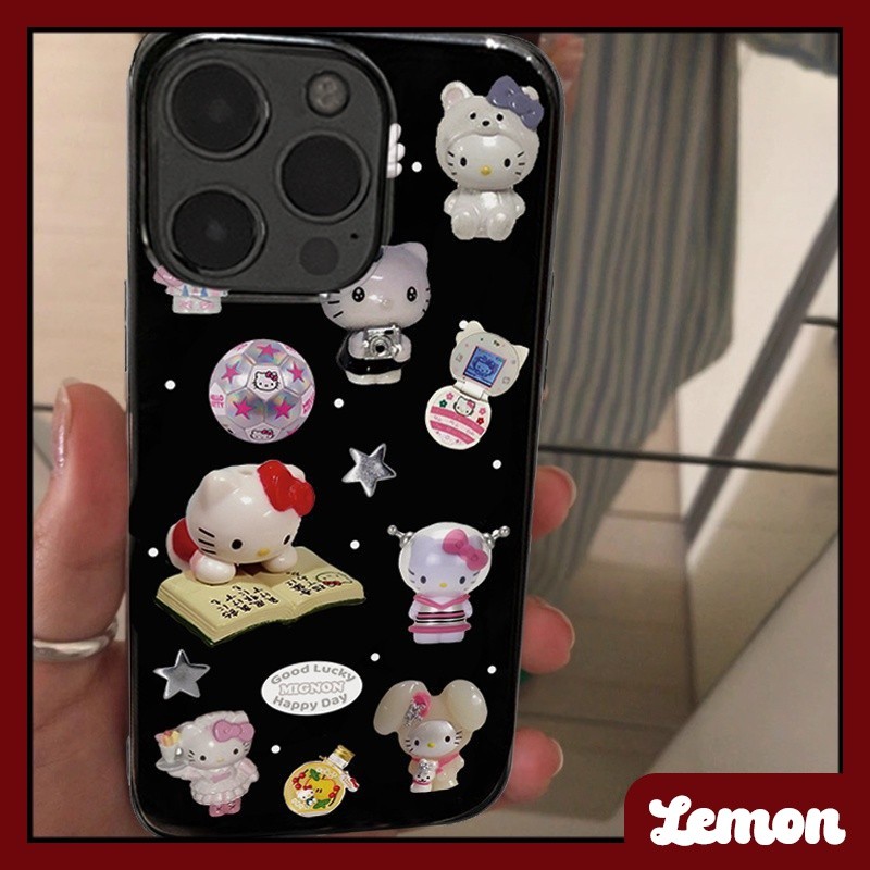 Niche ins American Sweetheart Girl Sweet Cool น่ารัก kt Cat Black Soft Shell สําหรับ iphone case 15 15promax 14promax 14plus 13pro 13promax 11 11pro 12promax 12mini XR 7p 8plus พื้นผิวสดใส