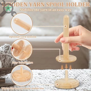 ไม้ผู้ถือเส้นด้ายไม้ไผ่หมุนได้ Skein Spinner Revolve Yarn Ball Stand Smooth Yarn Ball Holder Dispenser SHOPTKC5476