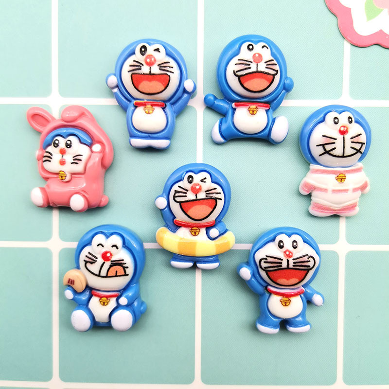 10ชิ้นเคลือบเงาการ์ตูนอาหารของเล่นโดราเอมอนชุดเรซิ่นอุปกรณ์ทําเองครีมกาวเคสโทรศัพท์หัวเชือกคว้าคลิปตู้เย็นสติกเกอ