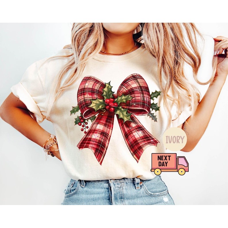 Comfort Colors® Coquette Christmas Shirt, Christmas Bow Shirt, Christmas Squad Gift, Cute Winter Shi