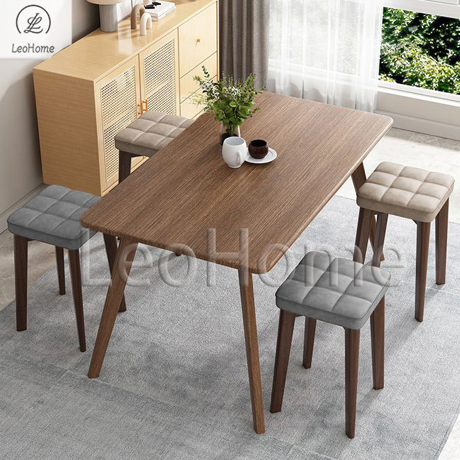 LeoHome เก้าอี้เบาะหนังซ้อนทับได้ นั่งสบาย วัสดุ ขาไม้ มีหลายสีให้เลือก ร้านกาแฟ ร้านอาหาร