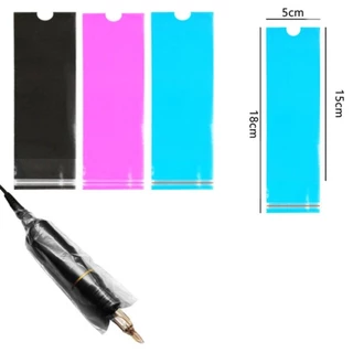 Cactu 100 ชิ้น Tattoo Clip Cord Sleeves ครอบคลุมกระเป๋า, รอยสักสีชมพูแบบใช้แล้วทิ้ง|ถุงป้องกันอุปกรณ์สักพลาสติกสีน้ําเงินสีดํา