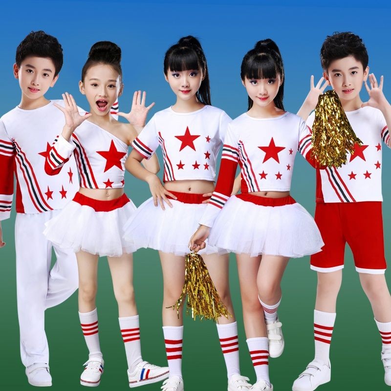 วันเด็ก เด็กสไตล์ใหม่วิทยาเขตเชียร์ลีดเดอร์เครื่องแบบชายหญิงฟุตบอลเด็กแอโรบิกเต้นรําละตินประสิทธิภาพเครื่องแต่งกายวัน6เด็กแบบใหม่วิทยาเขตเชียร์ลีดเดอร์ชุดชายหญิงฟุตบอลเด็กแอโรบิกละตินเต้นรําชุดประ