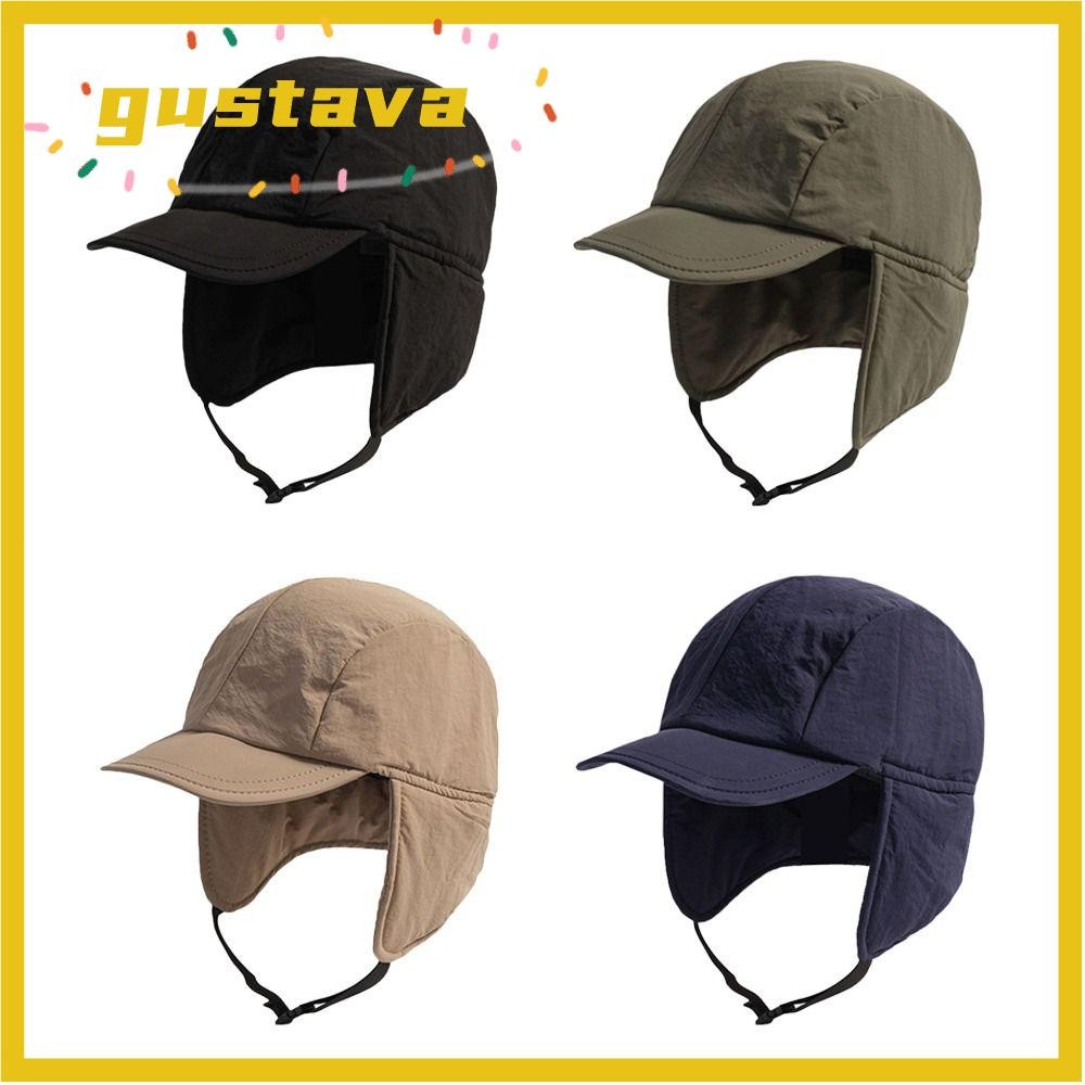GUSTAVA Bomber Hat, หมวกฤดูหนาวญี่ปุ่นหนา, อุปกรณ์ป้องกันหูกลางแจ้ง Casual Warm Ushanka หมวกขนสัตว์ส