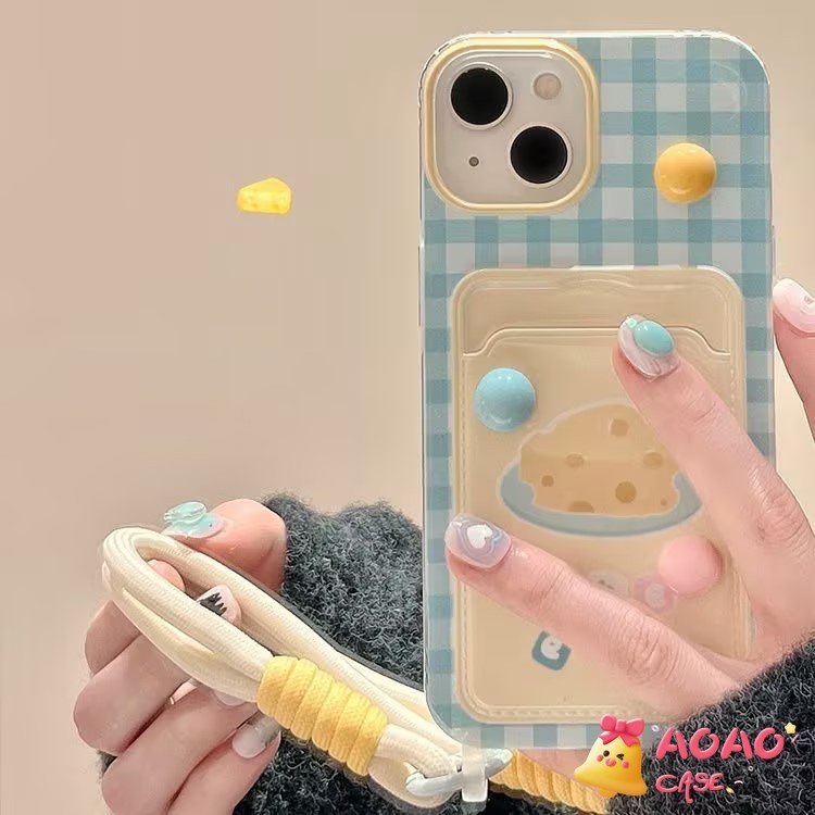 สร้อยข้อมือกระเป๋าใบกระเป๋าชีสหวาน เคสiPhone 11 16 13 15 14 12 Pro Max 16Plus XR 7 16 8 14 15 Plus X XS Max SE 2020