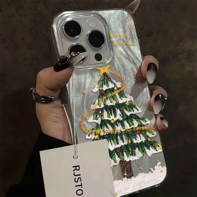 Star Christmas Tree iPhone15/16/14ProMax เคสโทรศัพท์ Apple 13/12/11 รวมทุกอย่าง XS/XR/X กันกระแทก SLGL