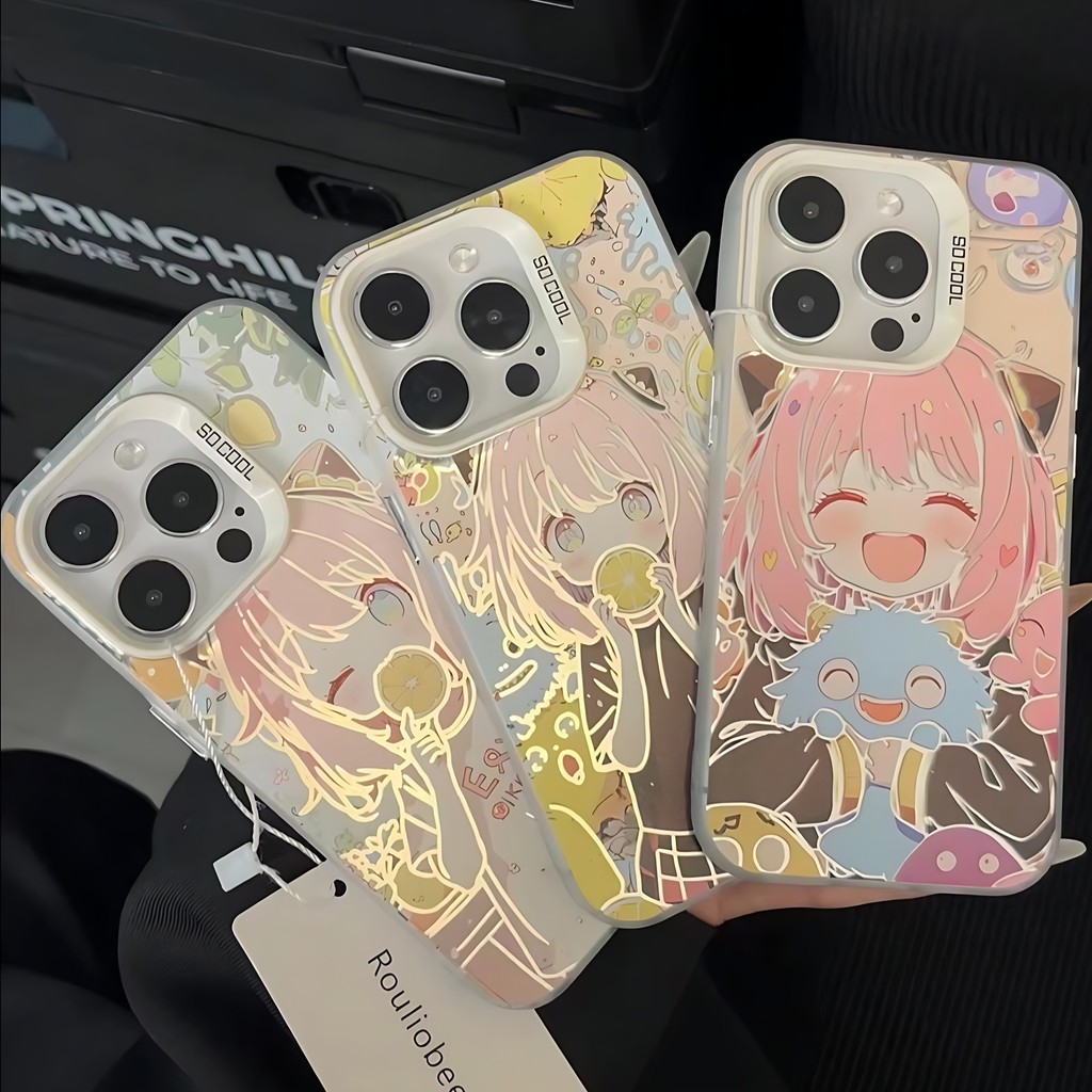 🔥COD🔥ใช้ได้ iphone 11 13 12 14 15 Pro MAX 14 15 8 7 Plus X XR XSMAX SE เคสโทรศัพท์โฮโลแกรมการ์ตูน SPY × FAMILY