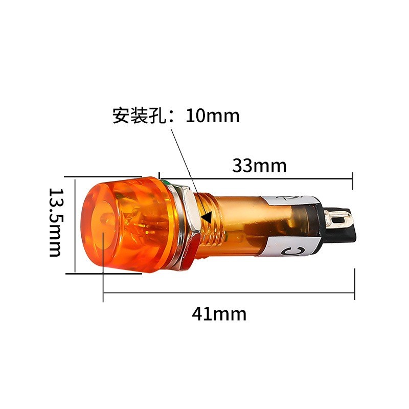 XD10-3 6V AC/DC สีแดง เขียว เหลือง 10mm 12V 24V 220V หลอดตู้คอนโทรล