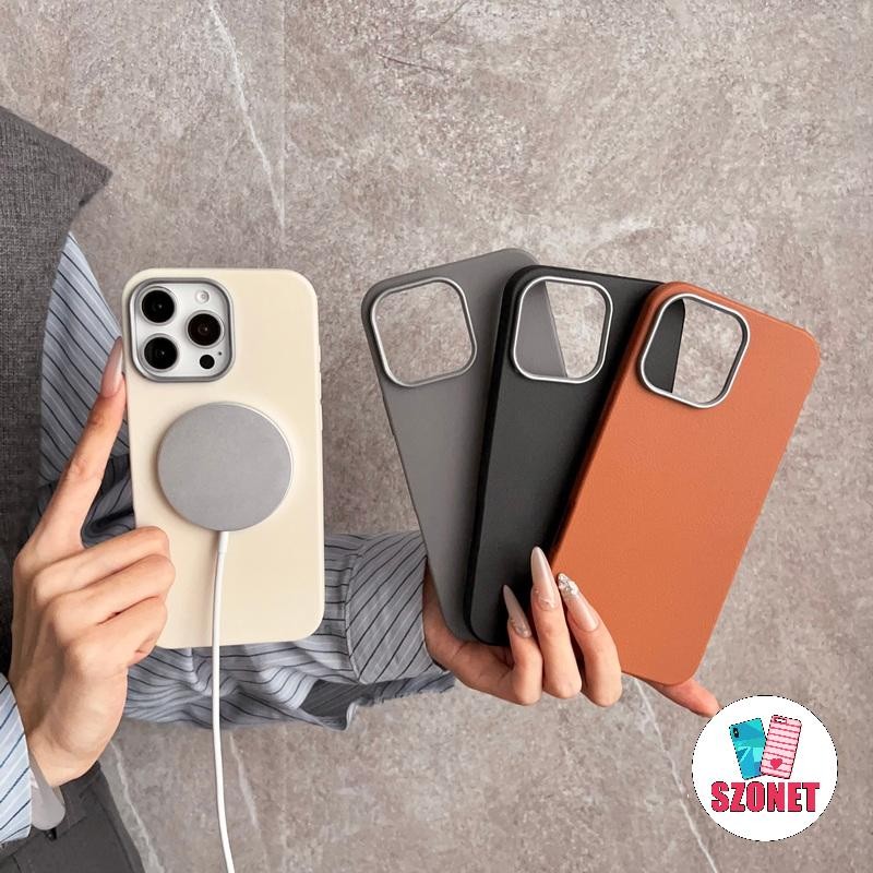 ลิ้นจี่แบบแม่เหล็กชาร์จไร้สายนุ่มกันกระแทกเคสโทรศัพท์สําหรับiphone 16 15 14 13 12 11 Pro Max 16 Plus XS XR X 8 7 6 6S Plus + SE 2020 Anti-Fallเคสโทรศัพท์ปก
