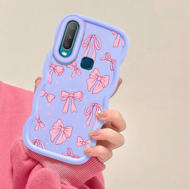 Macaron สีชมพูหวานโบว์ปมสําหรับOPPO A57 A77 A31 A8 A9 A5 2020 A11X Realmeหมายเหตุ 50 5I C3 C12 C15 C25 C11 C20 C21Y C25Y C30S C55 C53 C53 C35 PRO RENO 50A