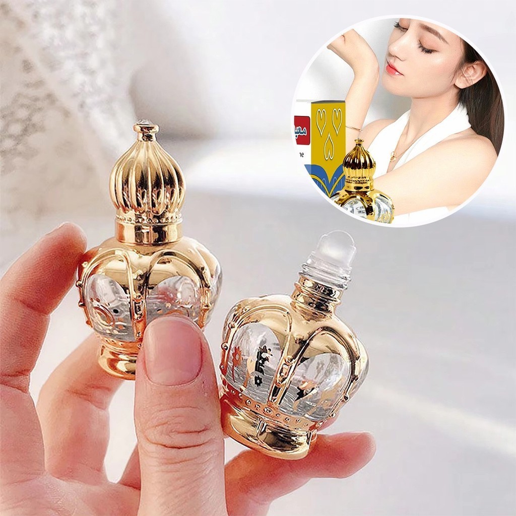 สินค้ามีคุณภาพ 15Ml.ขวดน้ำมันหอมระเหยแบบแก้ว พร้อมลูกกลิ้ง รูปมงกุฎ สีทอง มีรสนิยม