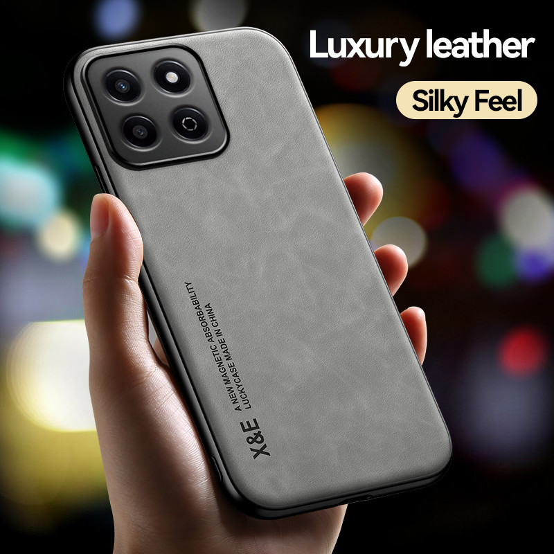 Honor X7c 4G 2024 สําหรับ Honor 200 สมาร์ท 5G X7 C HonorX7c 4G 2024 เคสโทรศัพท์ฝาหลังกันชนกันกระแทกหนังหรูหราไม่มีลายนิ้วมือ Anti Drop Soft TPU ผู้ถือรถสนับสนุน