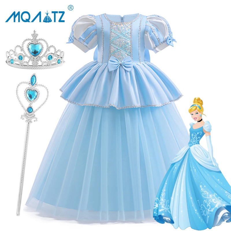 Mqatz ยาวสาวคอสเพลย์ชุด Fantastic เด็กเครื่องแต่งกายแขนสั้นชุดเจ้าหญิง Bow Party เสื้อผ้า ASMR096