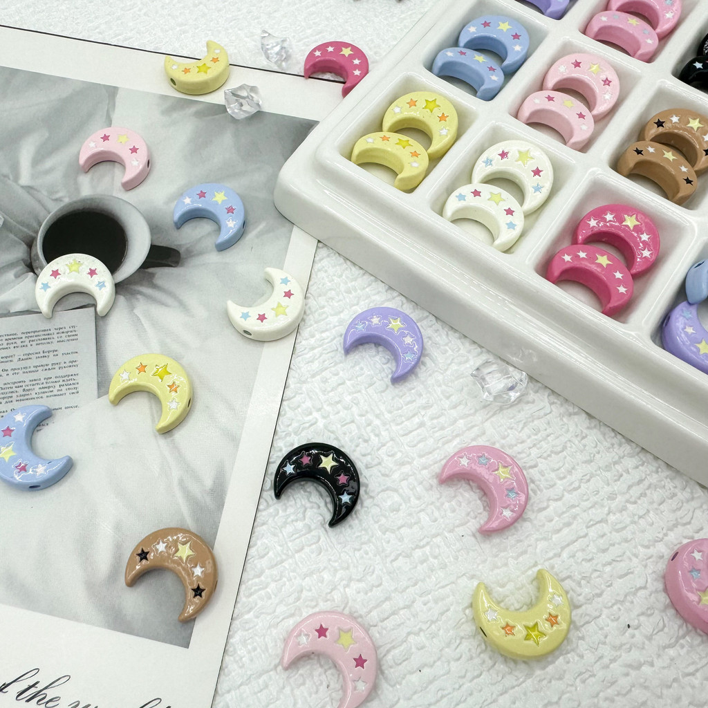 5/10ชิ้น โลหะผสมดวงจันทร์ลูกปัดหยดน้ํามันดาวผ่านหลุมดวงจันทร์ ตัวเว้นวรรค ลูกปัดทําเองอุปกรณ์เครื่องประดับโซ่โทรศัพท์มือถือพวงกุญแจวั