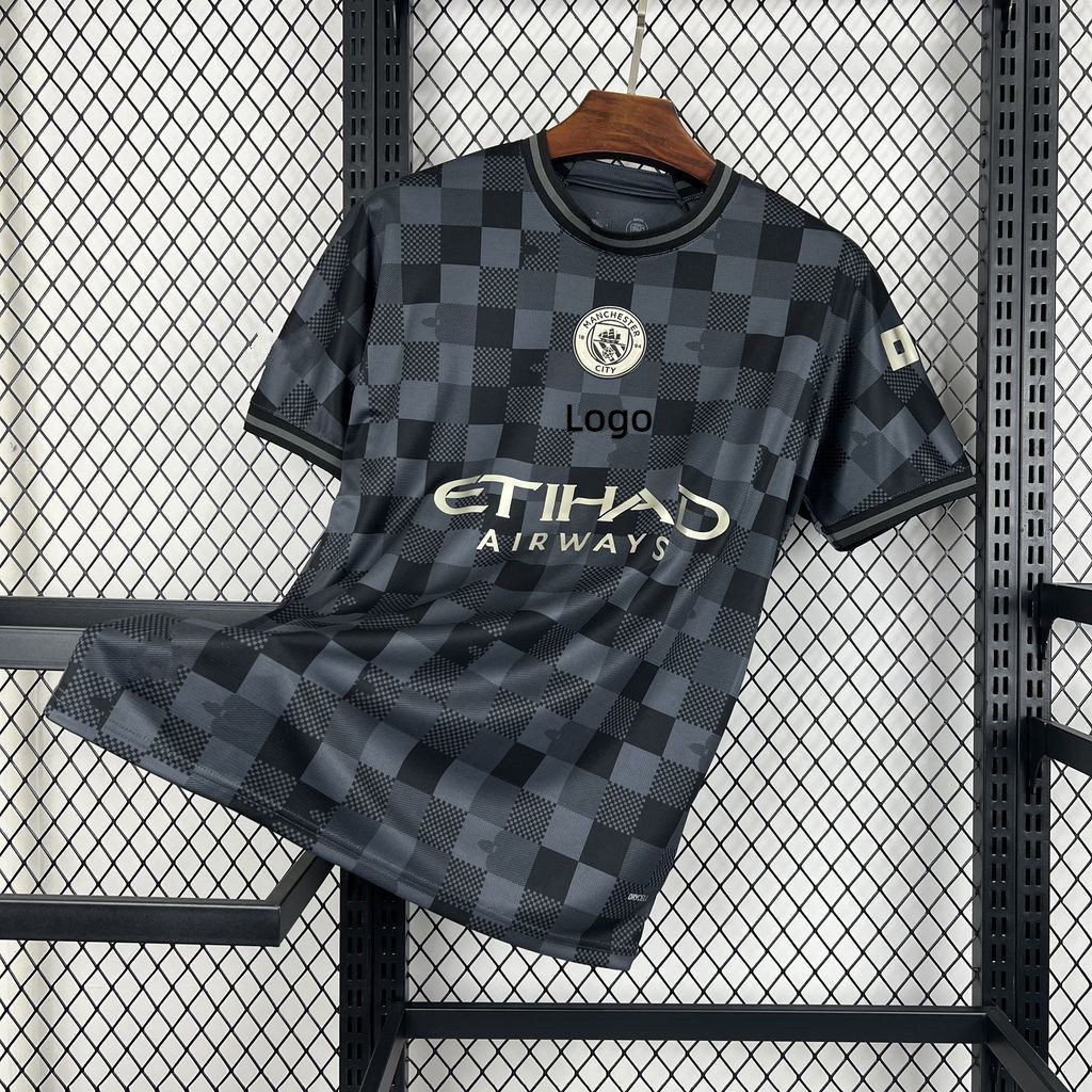 24/25 Man City รุ่นที่ร่วมแบรนด์ Mens เสื้อฟุตบอลแฟน ๆ ฉบับที่